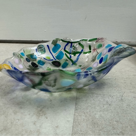Fused, glass art glass bowl, decorative piece - Picture 6 of 14